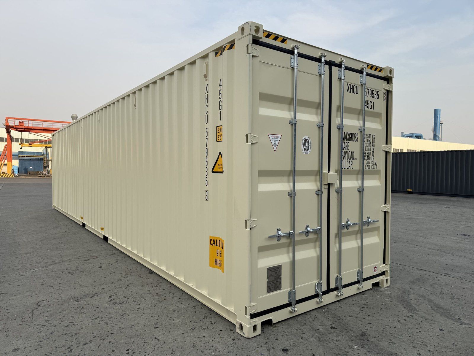 New 40-foot high cube shipping container at a depot